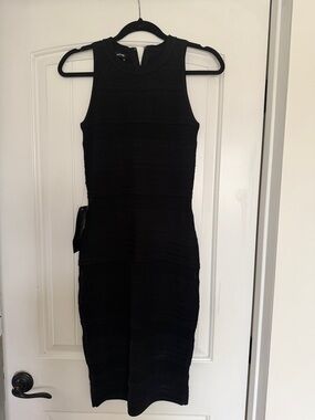 bebe Black Sleeveless Midi Bodycon Dress M